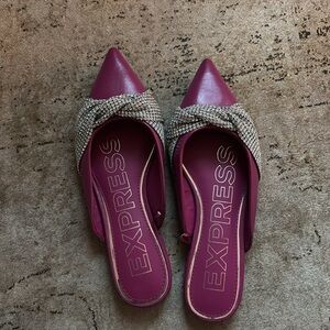 Express Pink Rhinestone Braid Mules Size 7, EUC